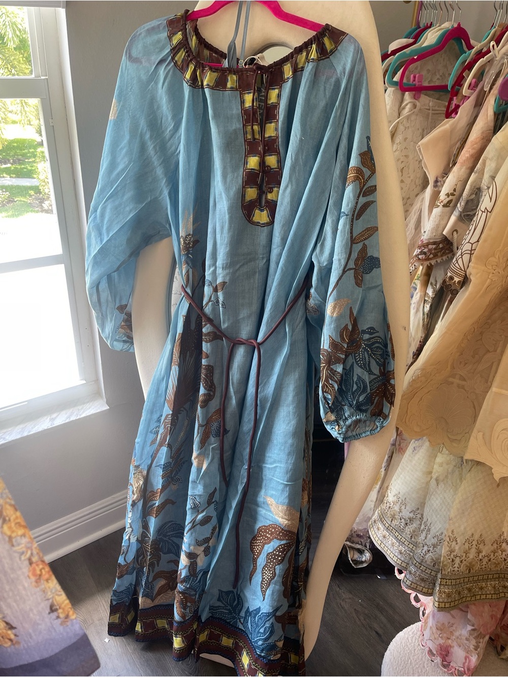 Alemais Blue Floral Border Maxi Dress OVERSIZED - Picture 3 of 4